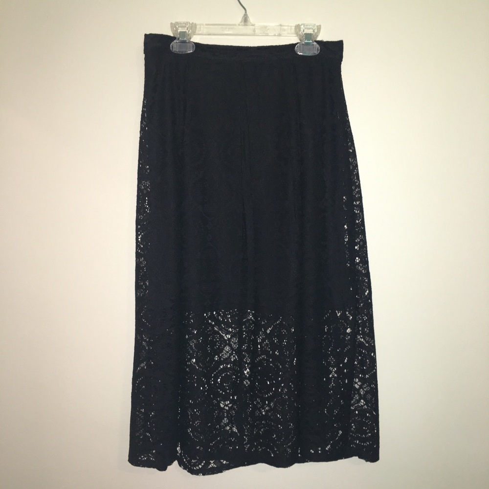 Mid-Length Lace Black Skirt